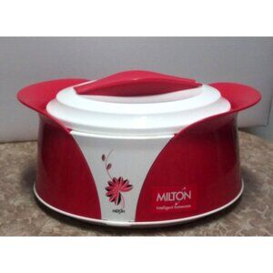 NWOB MILTON Stainless Steel Casserole - 10.25" x 5.5" Red white insulated w/lid